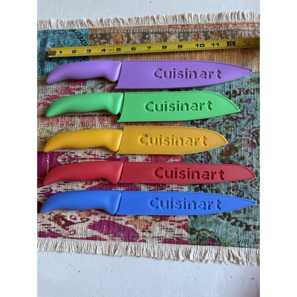Cuisinart 10-Piece Knife Set Ceramic Coated Blue Red Yellow Green Purple Rainbow